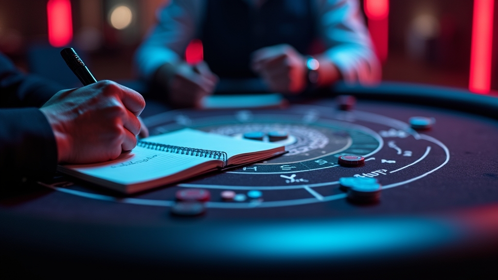 Mesa de cassino com anotações de táticas para Blaze Crash e tela de jogo